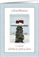 Christmas Brother and Sister-in-Law - Red Tractor in the Snow card