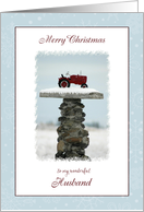 Christmas For Husband ~ Red Tractor in the Snow card