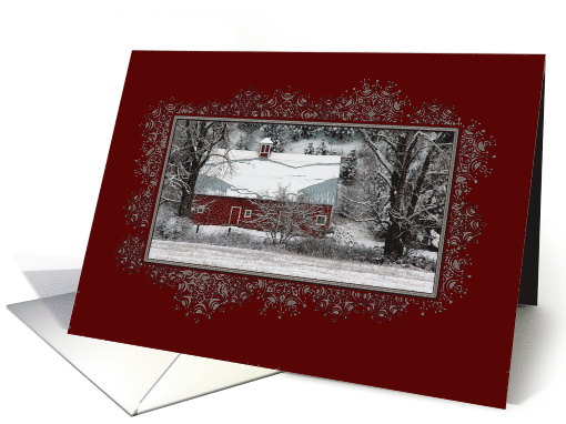 Country Christmas Old Red Barn card (870821)