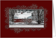 Country Christmas Old Red Barn card