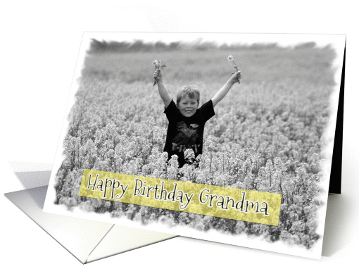 Grandma Birthday ~ Little Boy Holding Flowers card (875295)