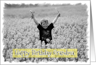 Grandma Birthday ~ Little Boy Holding Flowers card