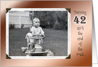 42nd Birthday Humor ~ Vintage Baby in Stroller card