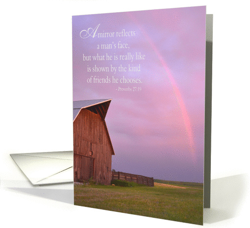 Birthday for Friend ~ Proverbs Rustic Barn and Rainbow card (894282)