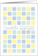 Congratulations on the Birth of your Baby Boy ~ Pastel Block Squares card