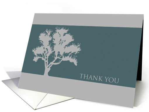 Business Thank You Teal and Gray Tree Silhouette card (914424)