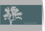 Business Thank You Teal and Gray Tree Silhouette card