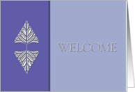 Business Welcome to New Employee ~ Two Tone Blue Embossed-Like Leaves card