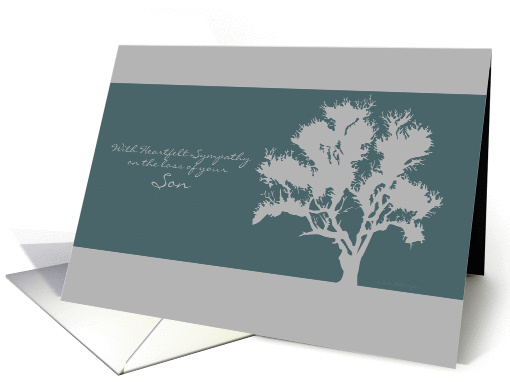 Sympathy Loss of Son Teal and Gray Tree Silhouette card (914970)