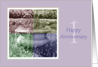 1st Wedding Anniversary Quad Color Flower Urn card