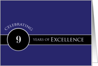 Business Employee Appreciation Celebrate 9 Years Blue Circle of Excellence card