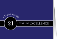 Business Employee Appreciation Celebrate 21 Years Blue Circle of Excellence card