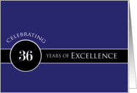 Business Employee Appreciation Celebrate 36 Years Blue Circle of Excellence card