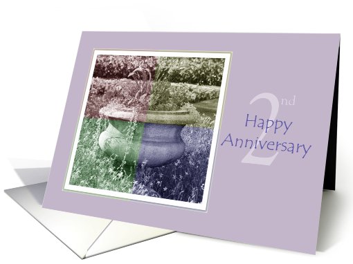 2nd Wedding Anniversary Quad Color Flower Urn card (919456)