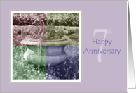 7th Wedding Anniversary Quad Color Flower Urn card