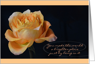 Happy Birthday ~ You Make the World ~ Dry Brushed Rose card