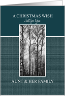 Christmas Wish to Aunt & her Family Black and White Treescape card