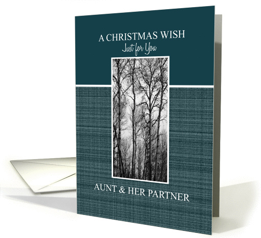 Christmas Wish to Aunt & her Partner Black and White Treescape card