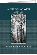 Christmas Wish to Aunt & her Partner Black and White Treescape card