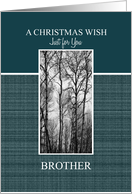 A Christmas Wish to Brother Black and White Treescape card