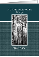 A Christmas Wish for Grandson Black and White Treescape card