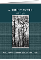 Christmas Wish for Granddaughter & Partner Black and White Treescape card