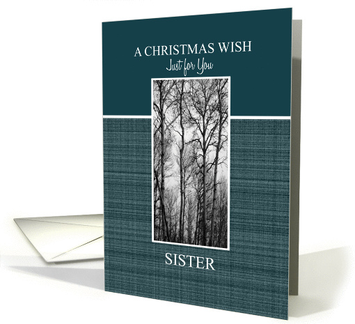 A Christmas Wish for Sister Black and White Treescape card (933601)