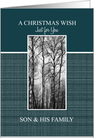 A Christmas Wish for Son & His Family Black and White Treescape card