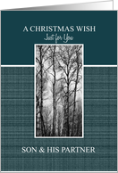 A Christmas Wish for Son & His Partner Black and White Treescape card