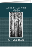 A Christmas Wish for Mom & Dad Black and White Treescape card