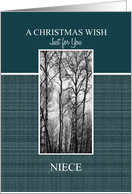 A Christmas Wish for Niece Black and White Treescape card