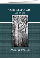 A Christmas Wish for Aunt & Uncle Black and White Treescape card