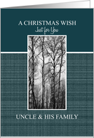 A Christmas Wish for Uncle & His Family Black and White Treescape card