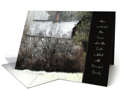 Christmas How Wonderful This Season ~ Snowy Cabin in the Woods card