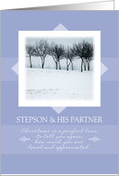 Christmas to Stepson and His Partner ~ Orchard Trees in Winter card