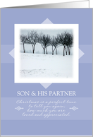 Merry Christmas to Son and His Partner ~ Orchard Trees in Winter card