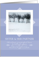 Merry Christmas to Sister and Her Partner ~ Orchard Trees in Winter card