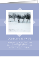 Christmas to Godson and His Wife ~ Orchard Trees in Winter card