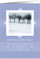 Christmas to Godson and His Family ~ Orchard Trees in Winter card