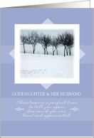 Christmas to Goddaughter and Her Husband ~ Orchard Trees in Winter card
