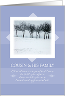 Christmas to Cousin and His Family ~ Orchard Trees in Winter card