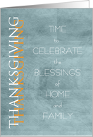 Thanksgiving Time to Celebrate Blue Abstract card