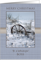 Merry Christmas to Boss ~ Farm Implement in the Snow card