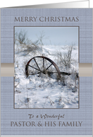 Merry Christmas to Pastor & His Family ~ Farm Implement in the Snow card