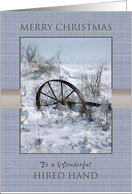 Merry Christmas to Hired Hand ~ Farm Implement in the Snow card