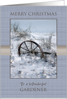 Merry Christmas to Gardener ~ Farm Implement in the Snow card