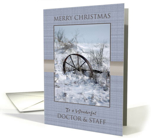 For Doctor & Staff on Christmas ~ Farm Implement in the Snow card