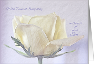 Sympathy Loss of Son ~ Pencil Sketched Rose on Old Paper card