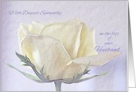 Sympathy Loss of Husband ~ Pencil Sketched Rose on Old Paper card