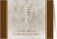 Thanksgiving Wheat To Son and His Family ~ Countless Blessings card